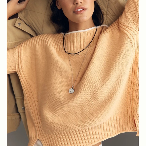 ANTHROPOLOGIE Off-Shoulder Slouchy Pullover Sweater, Orange, Size XXS, NWT - Picture 3 of 6